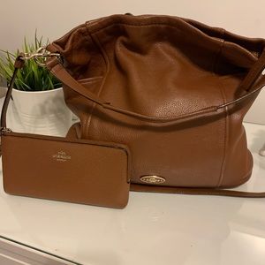 Leather Coach Handbag with Wallet